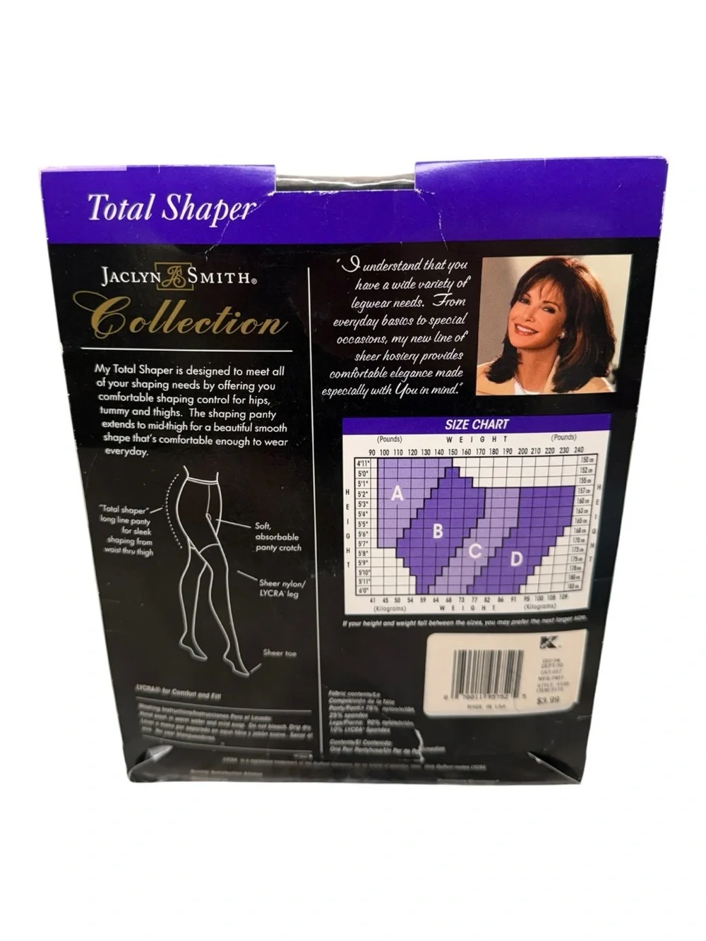 Jaclyn Smith Pantyhose Total Shaper Size A Black Total Shaping Panty 20 Denier